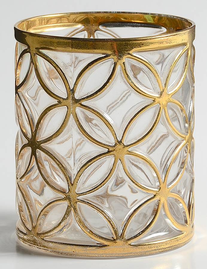 Sortijas de Oro Gold On the Rocks Glass by Imperial Glass-Ohio-1