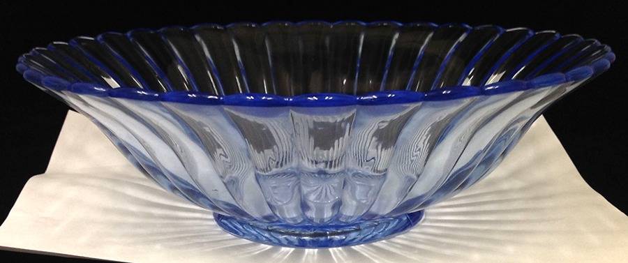 Pillar Flute Blue 9" Flared Bowl by Imperial Glass-Ohio-1