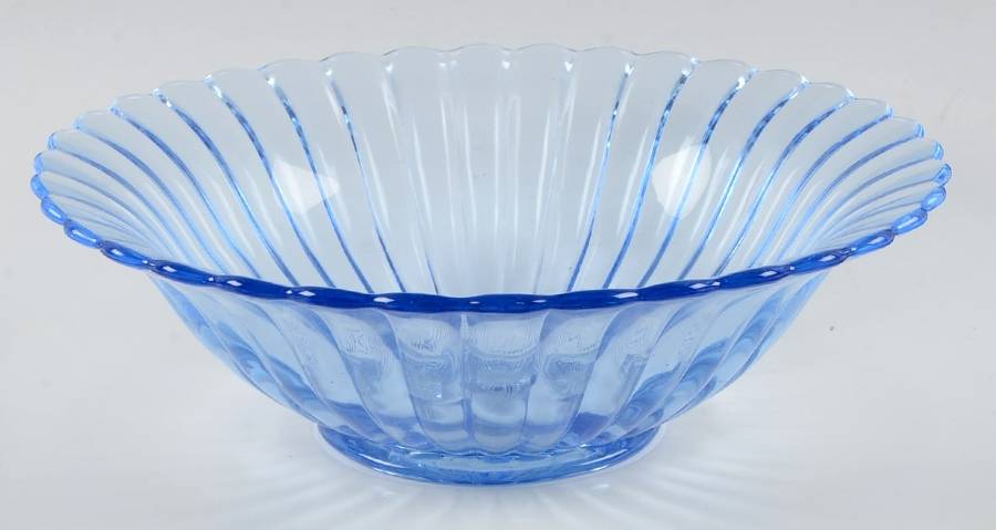 Pillar Flute Blue 10" Flared Bowl by Imperial Glass-Ohio-1