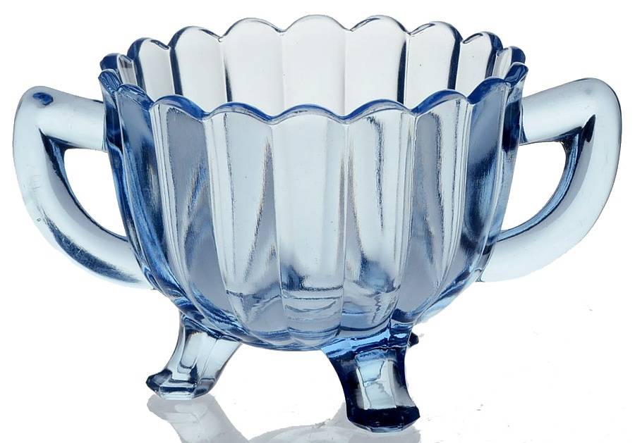 Pillar Flute Blue Open Sugar by Imperial Glass-Ohio-1