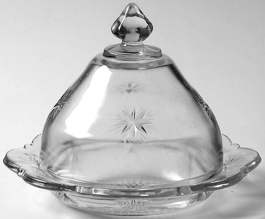 Bethlehem Star Round Covered Butter by Indiana Glass-1