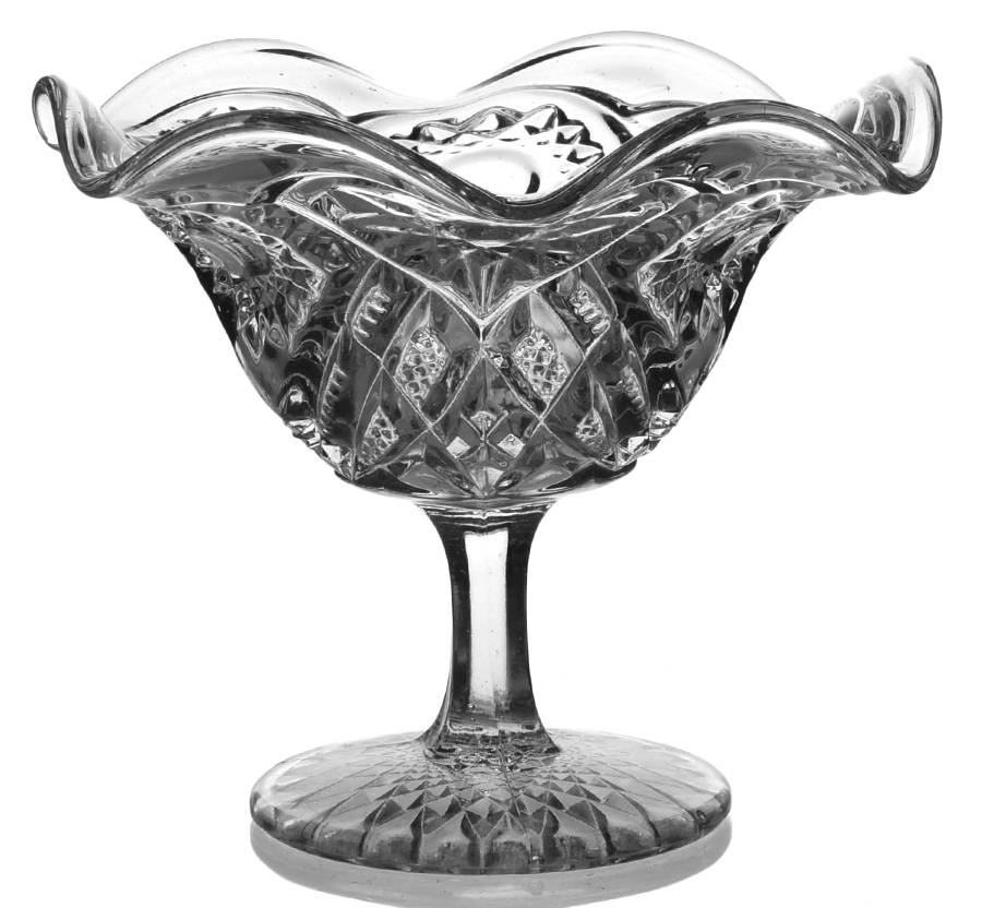 Hobstar and Arches Clear Round Compote (Height X Width) by Imperial Glass-Ohio-1