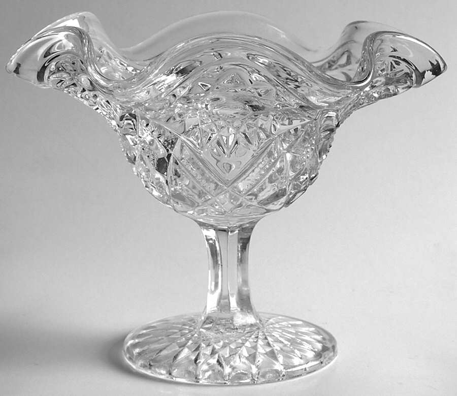 Hobstar and Arches Clear 4" Open Stemmed Jelly by Imperial Glass-Ohio-1