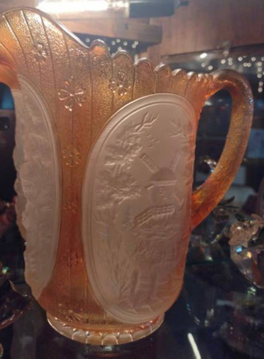 Windmill Marigold Frosted Pitcher by Imperial Glass-Ohio-1