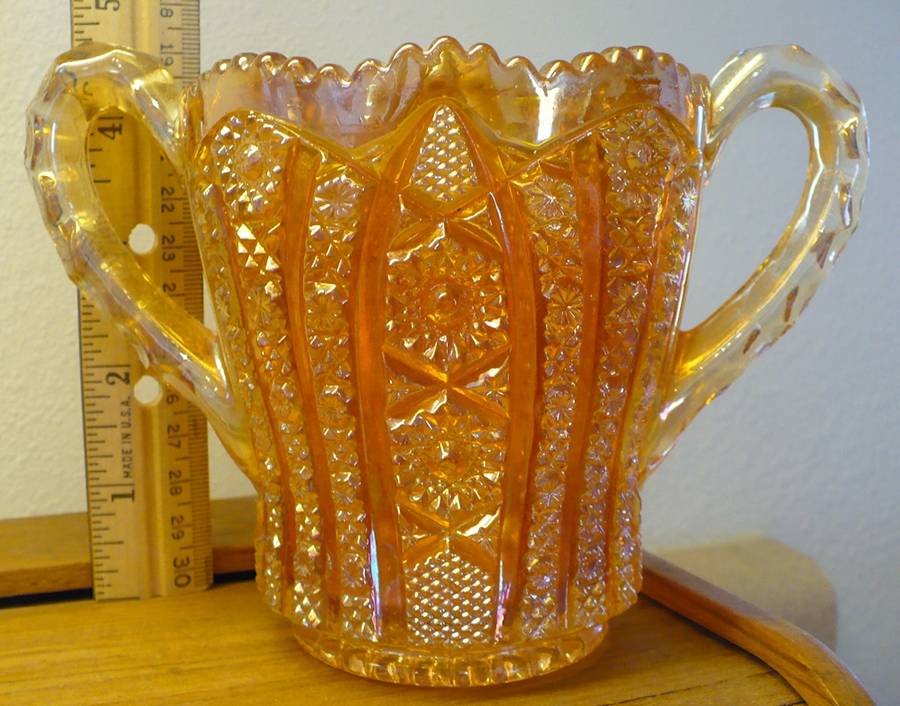 Daisy and Button Marigold Open Sugar by Imperial Glass-Ohio-1
