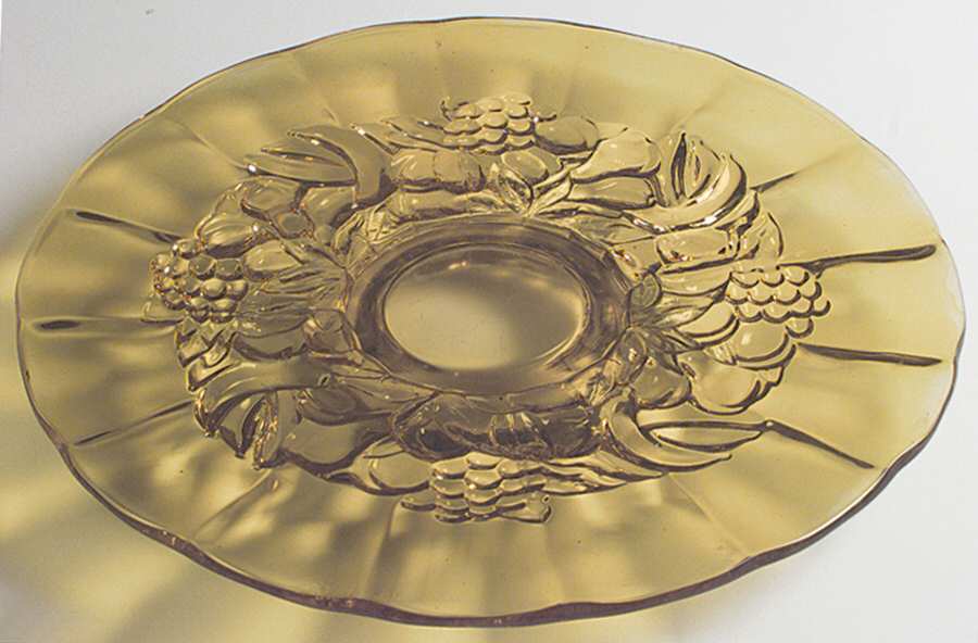 Garland Yellow Footed Cake Plate by Indiana Glass-1