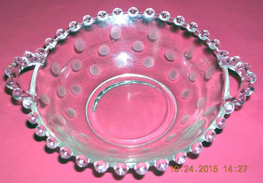 Dots 5" Handled Bowl/Mayonnaise by Imperial Glass-Ohio-1