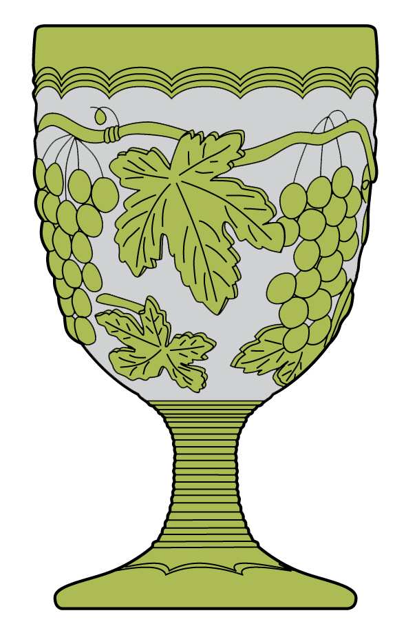 Vintage Grape Green Frost Water Goblet by Imperial Glass-Ohio-1