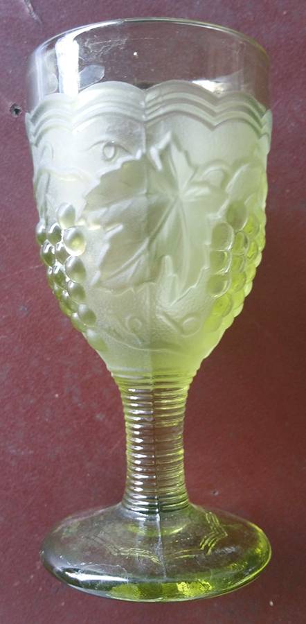 Vintage Grape Green Frost Wine Glass by Imperial Glass-Ohio-1