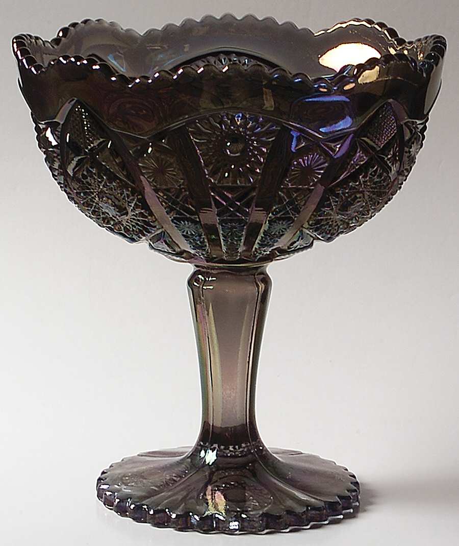 Daisy and Button Peacock (Smoke Blue) 7" Height Open Compote by Imperial Glass-Ohio-1