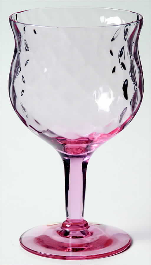 Skanda Azalea Pink (Optic) Water Goblet by Imperial Glass-Ohio-1