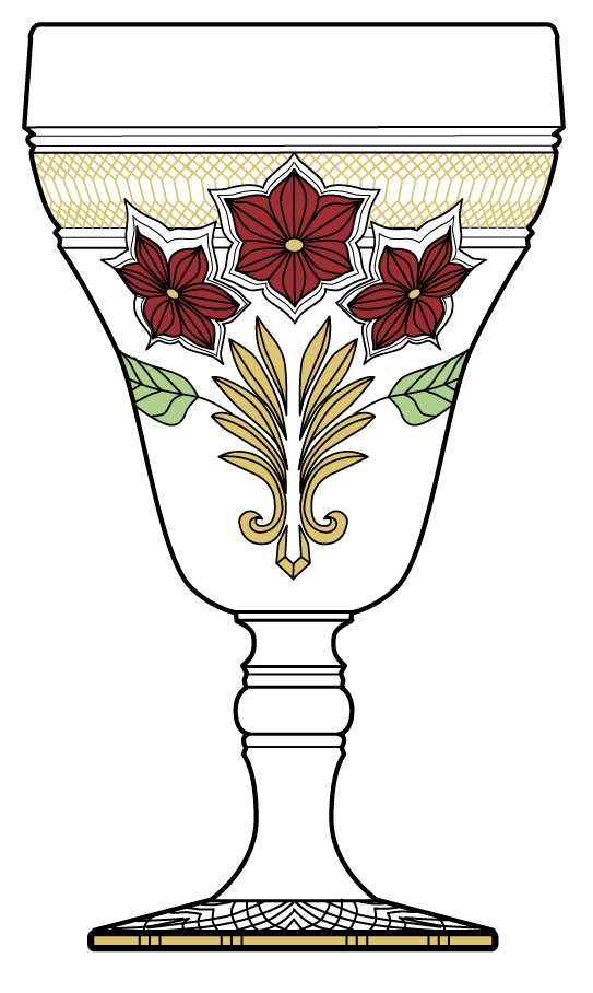 Narcissus Spray (Gold Trim) Water Goblet by Indiana Glass-1