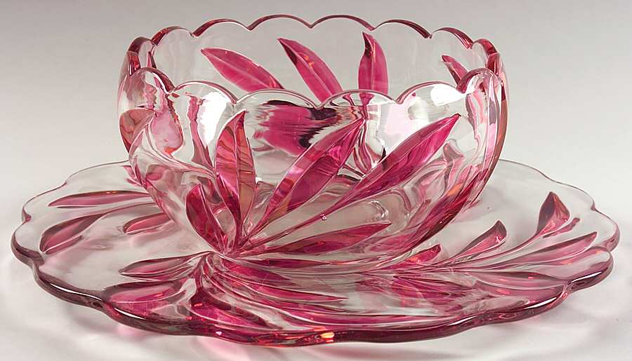 1008 Ruby Flash Punch Bowl with Underplate by Indiana Glass-1