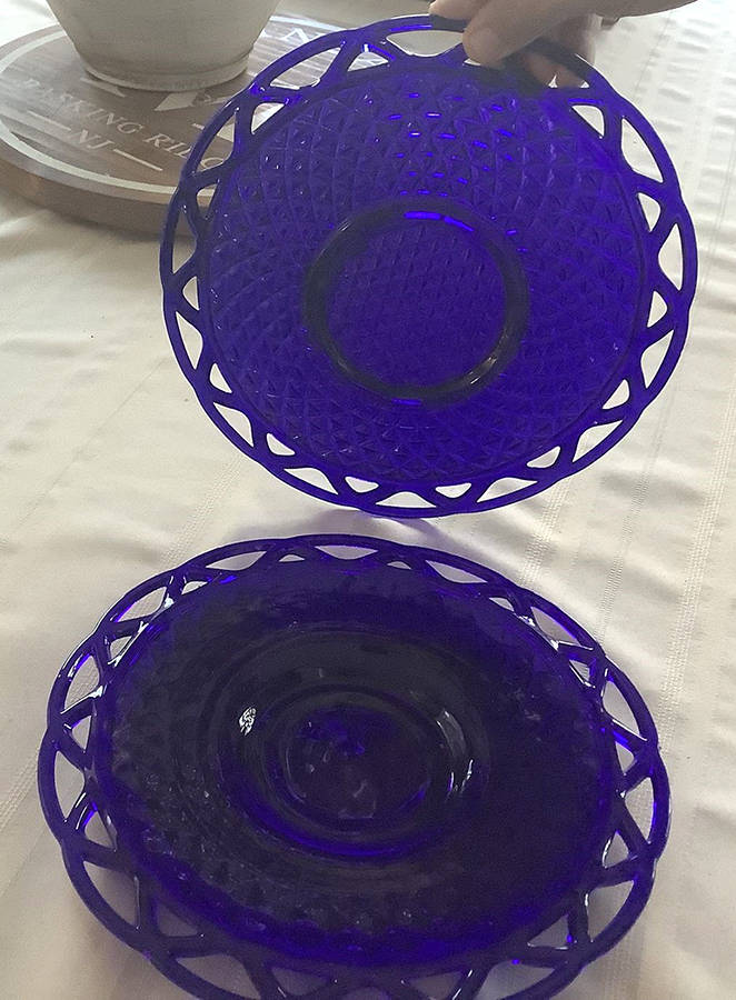 Laced Edge Cobalt (Ritz Blue) 10" Sandwich Plate by Imperial Glass-Ohio-1