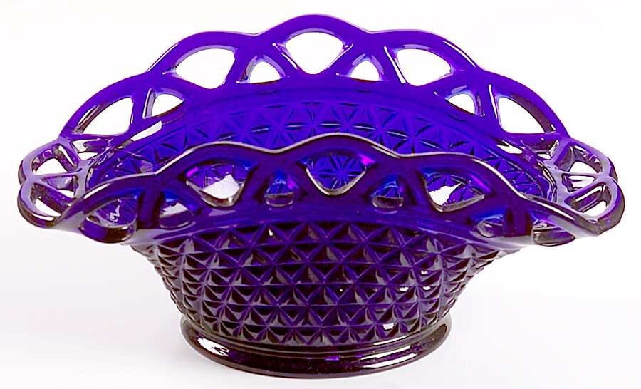 Laced Edge Cobalt (Ritz Blue) 9" Basket Bowl by Imperial Glass-Ohio-1