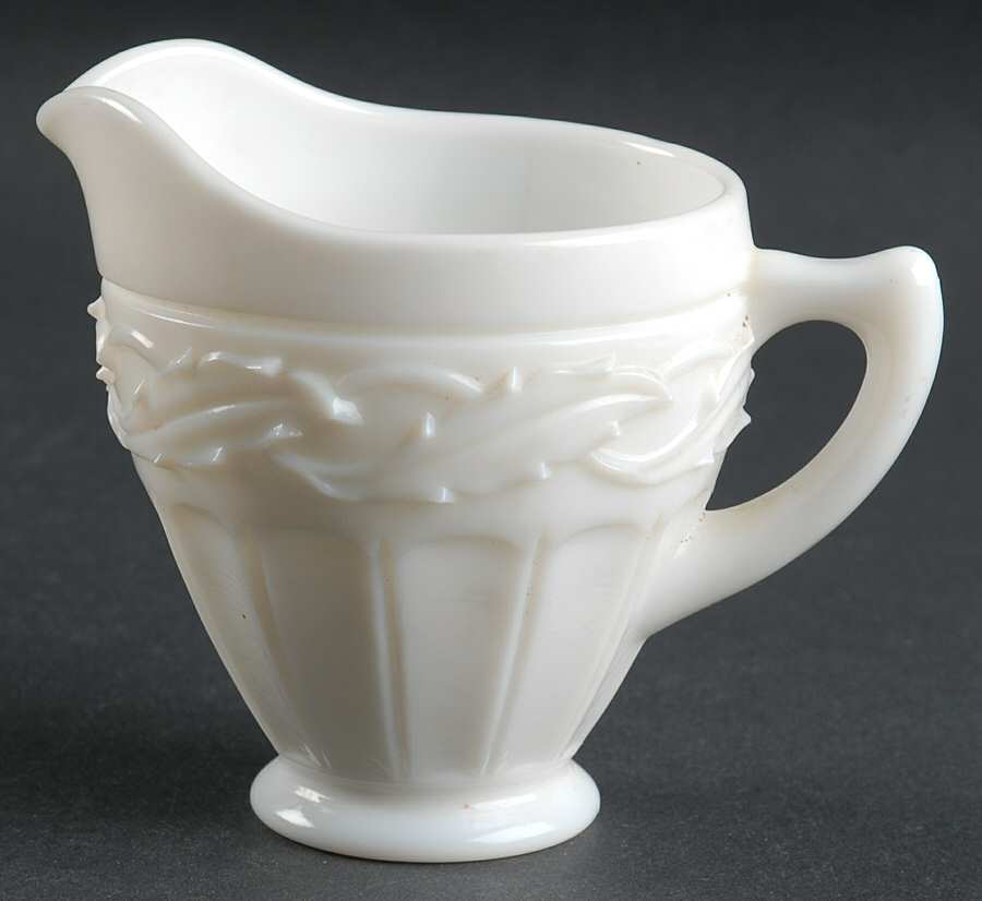 Star Holly Milkglass (Closed Leaves) Creamer by Imperial Glass-Ohio-1