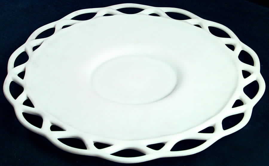 Laced Edge Milk Glass Frosted Small Torte Plate by Imperial Glass-Ohio-1