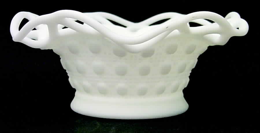 Laced Edge Milk Glass Frosted 5" Round Crimped Bowl by Imperial Glass-Ohio-1