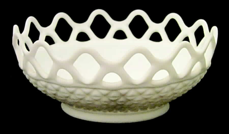 Laced Edge Milk Glass Frosted 10" Round Bowl by Imperial Glass-Ohio-1