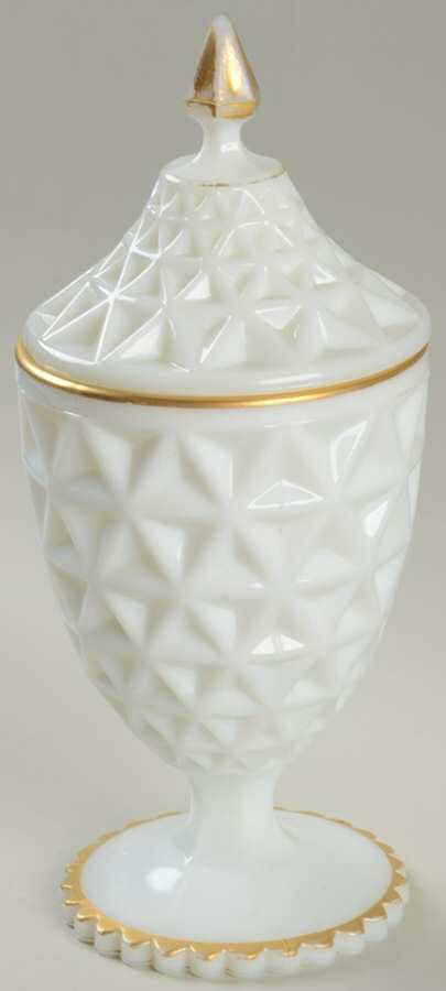 Mt. Vernon Milk Glass Footed Candy Dish & Lid by Imperial Glass-Ohio-1