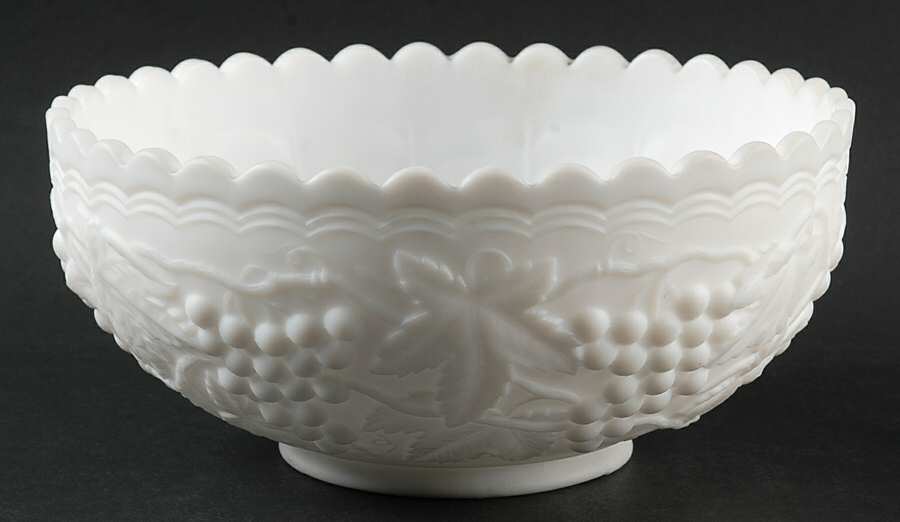 Vintage Grape Milk Glass Doeskin 8" Round Bowl by Imperial Glass-Ohio-1