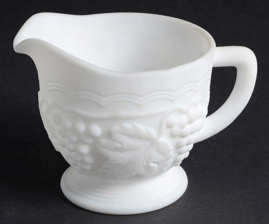 Vintage Grape Milk Glass Doeskin Creamer by Imperial Glass-Ohio-1