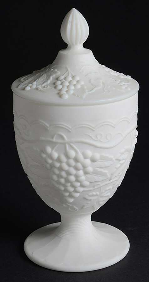 Vintage Grape Milk Glass Doeskin Small Candy Jar & Lid by Imperial Glass-Ohio-1