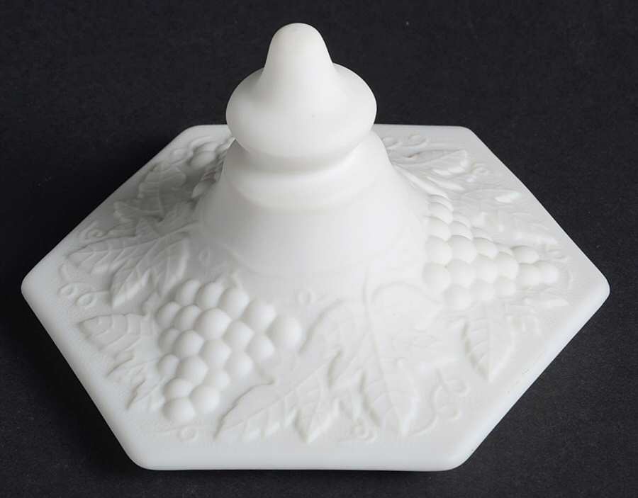 Vintage Grape Milk Glass Doeskin Lid for Large Candy Jar by Imperial Glass-Ohio-1