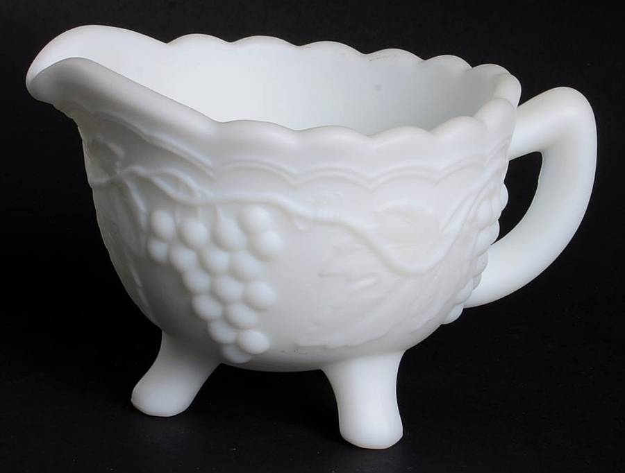 Vintage Grape Milk Glass Doeskin Footed Creamer by Imperial Glass-Ohio-1
