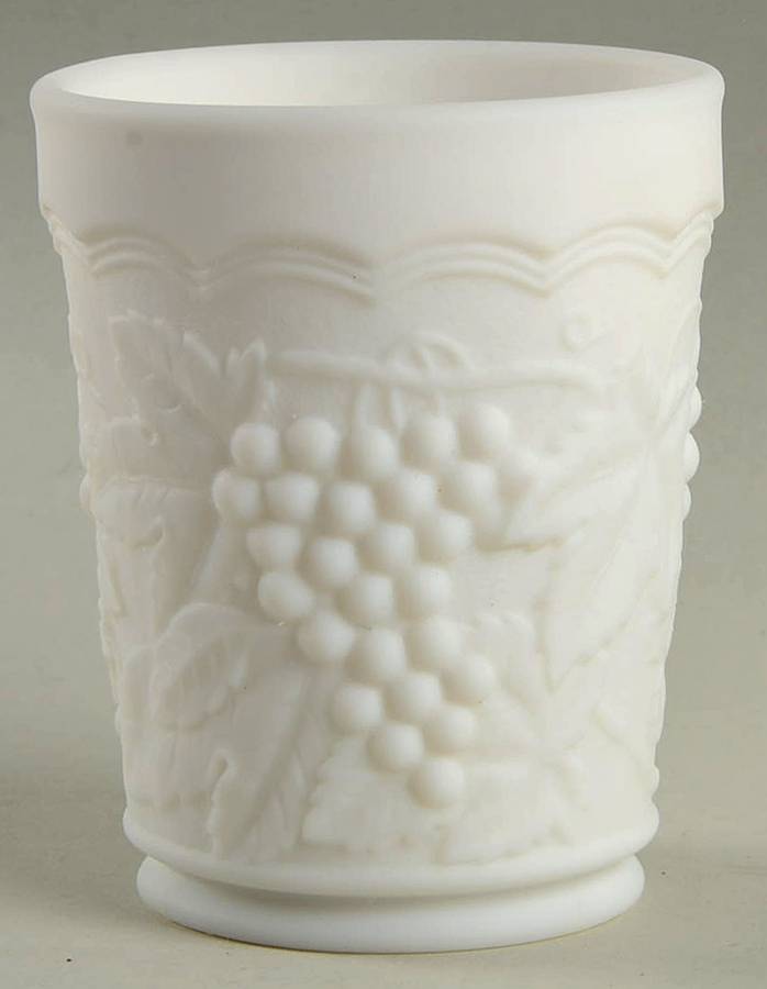 Vintage Grape Milk Glass Doeskin 8 Oz Footed Tumbler by Imperial Glass-Ohio-1
