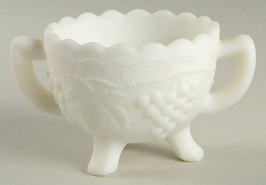 Vintage Grape Milk Glass Doeskin Footed Open Sugar by Imperial Glass-Ohio-1