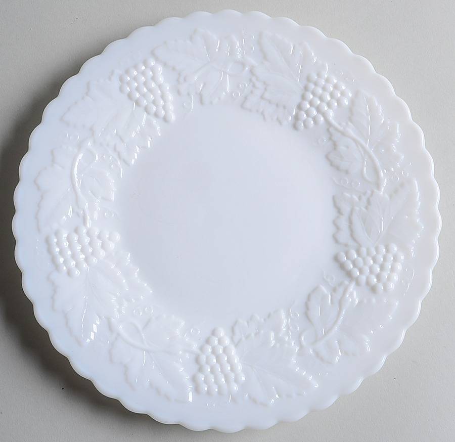Vintage Grape Milk Glass Doeskin 8" Salad Plate by Imperial Glass-Ohio-1