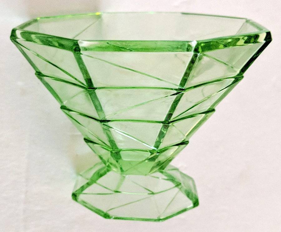 Cracked Ice Green Champagne/Tall Sherbet by Unknown Manufacturer-1