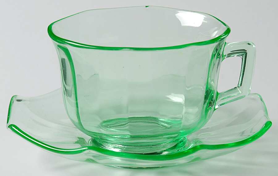 Molly Light Green Cup & Saucer Set by Imperial Glass-Ohio-1