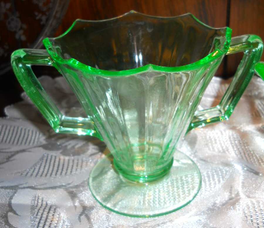 Molly Light Green Open Sugar by Imperial Glass-Ohio-1