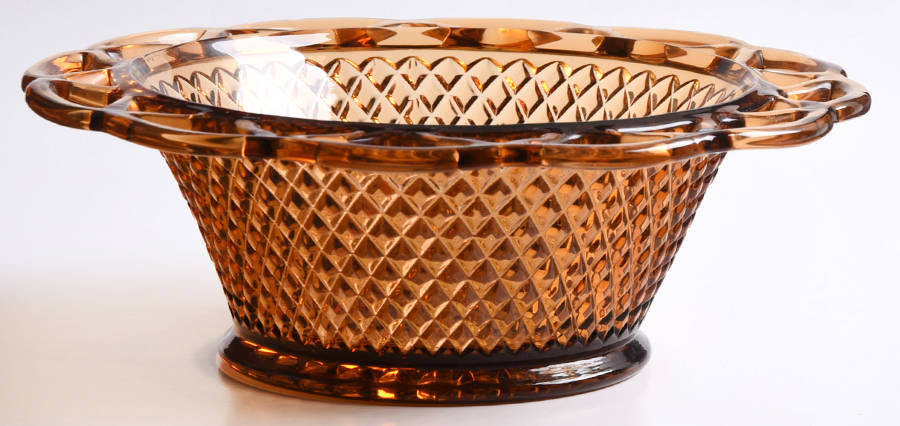 Laced Edge Amber 7" Round Bowl by Imperial Glass-Ohio-1