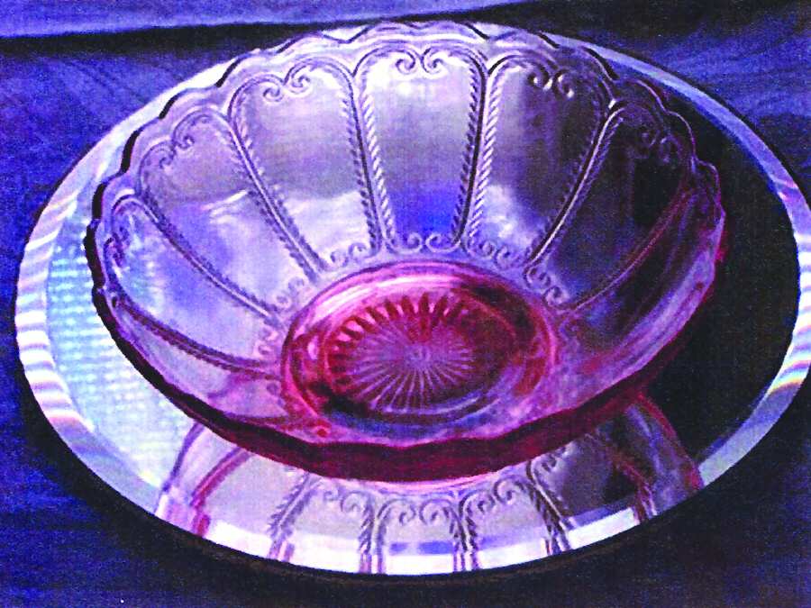 Scroll Flute Pink 8" Round Bowl by Imperial Glass-Ohio-1