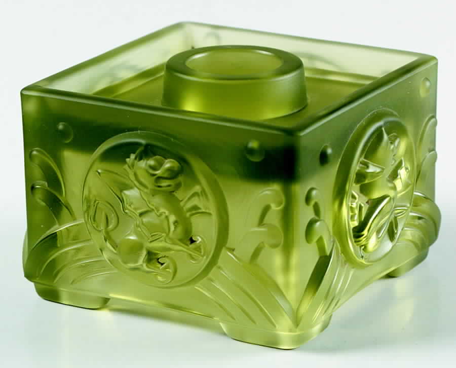 Cathay Green Frosted Shen Candleholder by Imperial Glass-Ohio-1