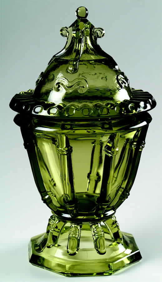 Cathay Green Bamboo Urn & Lid by Imperial Glass-Ohio-1