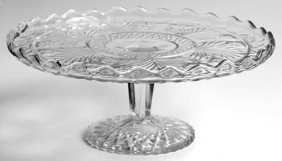 Horsemint Clear Footed Cake Plate by Indiana Glass-1