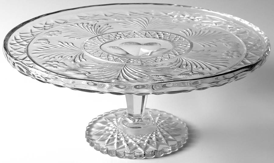 Horsemint Clear Footed Cake Plate by Indiana Glass-1