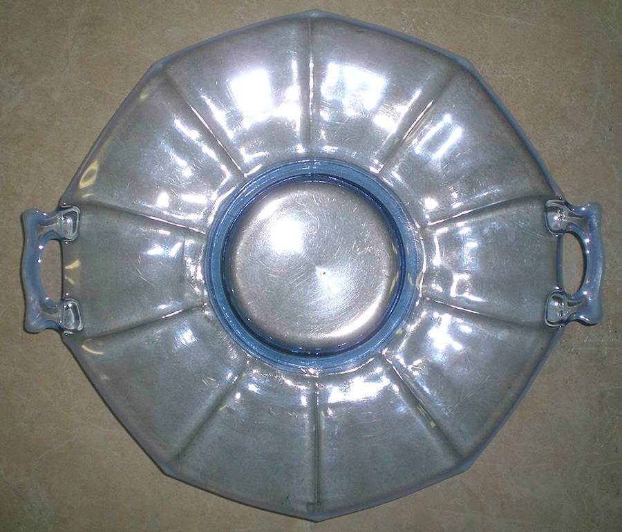 Molly Blue Opalescent Handled Cake Plate by Imperial Glass-Ohio-1