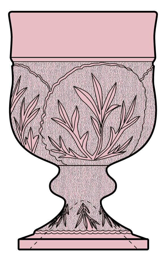 Pebble Leaf Pink Frosted Water Goblet by Indiana Glass-1