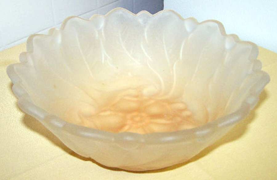 Wild Rose Pink Frosted Round Bowl by Indiana Glass-1