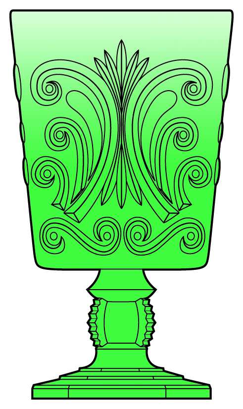 Scroll Jade Green Water Goblet by Imperial Glass-Ohio-1