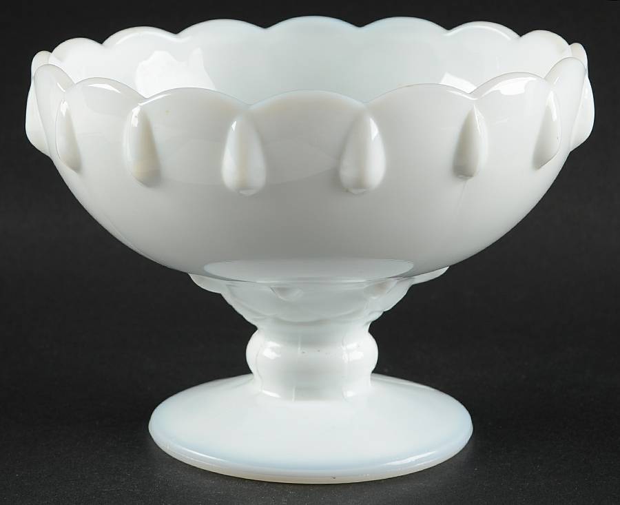 Teardrop Milkglass 7" Footed Centerpiece by Indiana Glass-1