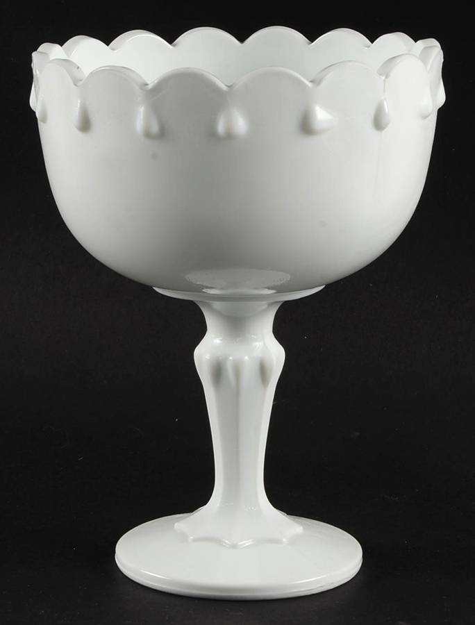 Teardrop Milkglass Round Compote (Height X Width) by Indiana Glass-1