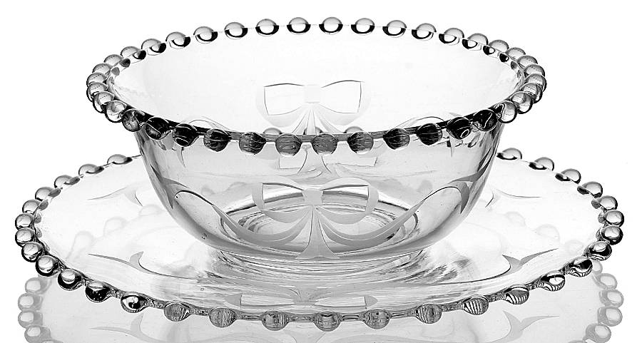 Ribbon Bow (Stem #3400) Mayo Bowl & Underplate by Imperial Glass-Ohio-1
