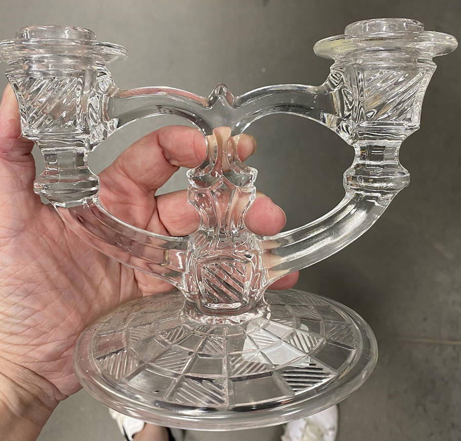 370 Double Light Candlestick by Indiana Glass-1