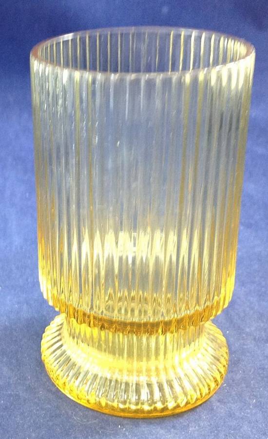 Linear Yellow Water Goblet by Imperial Glass-Ohio-1